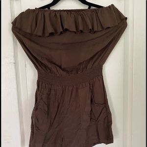 Brown off the shoulder romper